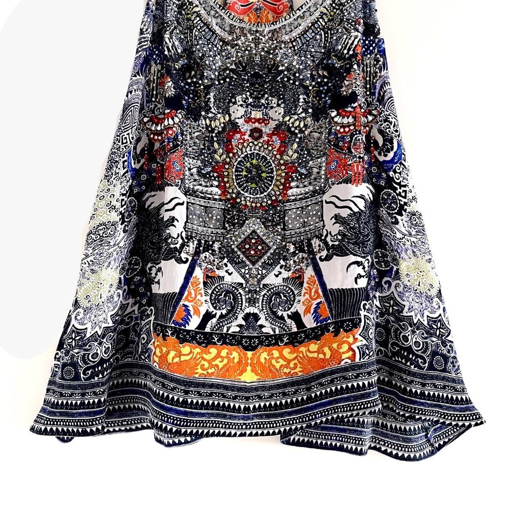 Camilla Shoestring Strap Embellished Silk Tank Top Size S - Picture 7 of 11